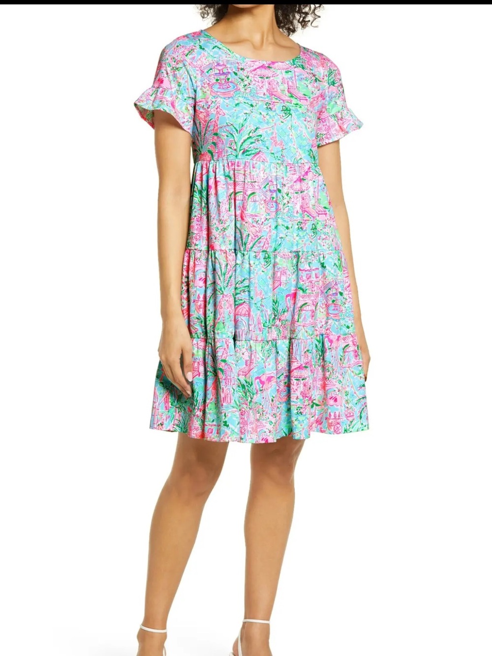 Lily Pulitzer Jodee Floral Tiered Tropical Print Babydoll Dress XL